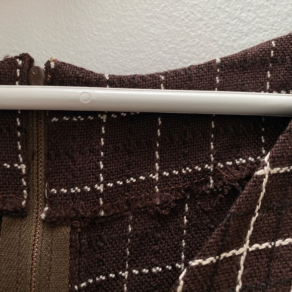 Vintage - 1960’s Dark Brown Checkered Sleeveless Shift Mod Dress - Picture 7 of 8